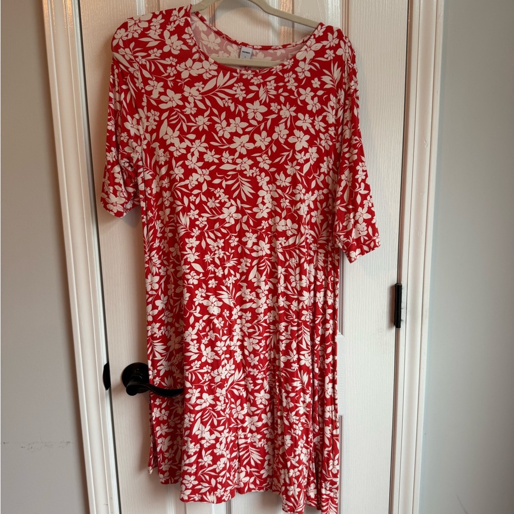 Old Navy Orange and White Floral Dress